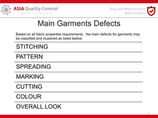 Garments Defect Classification Icon Denim Garments Quality Control and Inspection Services | PPTX