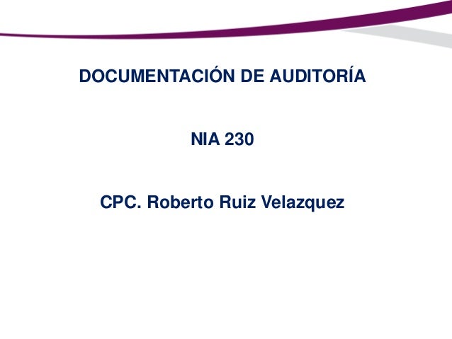 NIA 230 Documentación de auditoría