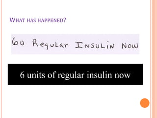 WHAT HAS HAPPENED?
6 units of regular insulin now
 