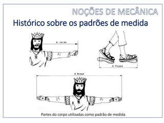 Histórico sobre os padrões de medida
Partes do corpo utilizadas como padrão de medida
 