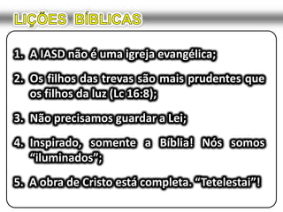 Por que é uma Seita?Castigo eterno“A teoria do tormento eterno é uma das falsas doutrinas que constituem o vinho das abominações de Babilônia, do qual ela faz todas as nações beberem”White, Ellen G. O Grande Conflito. pág. 536Mt 25:46; Mc 9:43-443