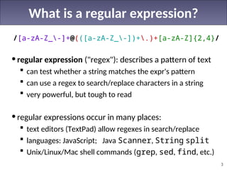 regex imp concept in js, which is use for client side validation | PPT