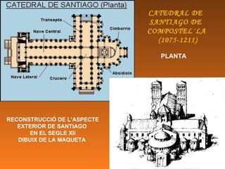 PLANTA CATEDRAL DE  SANTIAGO DE  COMPOSTEL·LA (1075-1211) RECONSTRUCCIÓ DE L’ASPECTE EXTERIOR DE SANTIAGO  EN EL SEGLE XII DIBUIX DE LA MAQUETA  