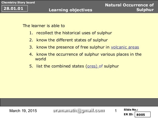 Occurence Of Sulphur