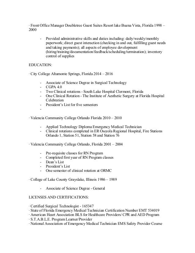 certified medical technician resume