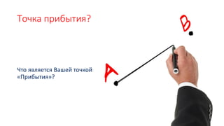 Точка прибытия?
Что является Вашей точкой
«Прибытия»?
 