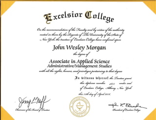 Excelsior AAS Admin Mang Studies diploma