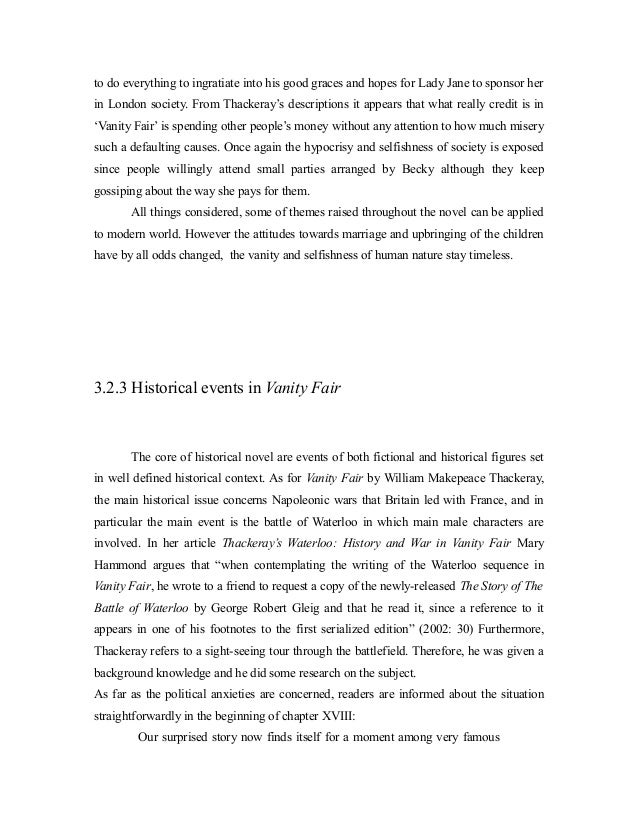 thesis on the novel vanity fair thesis on the novel vanity fair