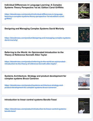Introduction to the Theory of Complex Systems Stefan Thurner | PDF