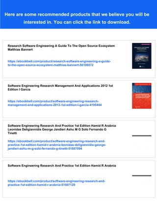 Research Software Engineering A Guide To The Open Source Ecosystem ...