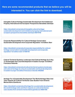 Cultural Heritage Sustainable Development And Human Rights Towards An ...