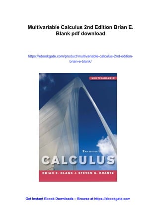 Multivariable Calculus 2nd Edition Brian E. Blank | PDF