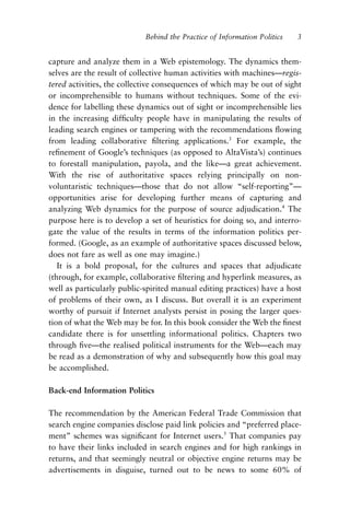 Incomprehensible Example Information Politics On The Web Rogers Richard | PDF