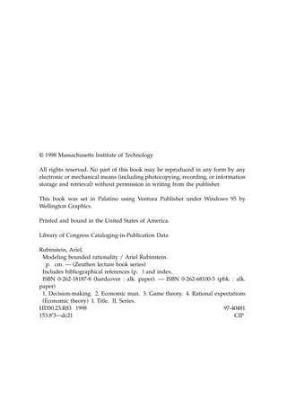 Modeling Bounded Rationality Ariel Rubinstein | PDF