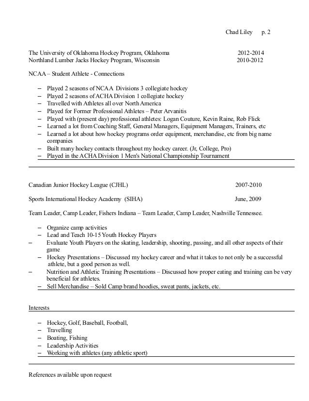 Division 1 athlete resume