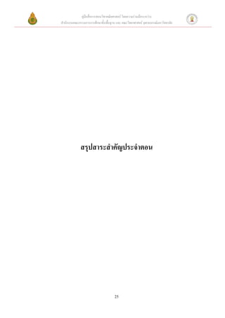 คู่มือสื่อการสอนวิชาคณิตศาสตร์ โดยความร่วมมือระหว่าง
สานักงานคณะกรรมการการศึกษาขั้นพื้นฐาน และ คณะวิทยาศาสตร์ จุฬาลงกรณ์มหาวิทยาลัย




             สรุปสาระสาคัญประจาตอน




                                     25
 