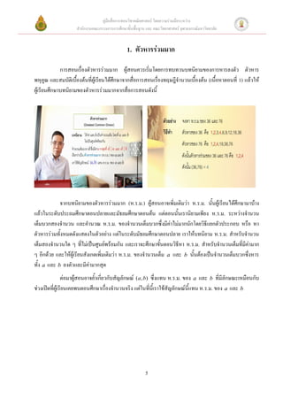 คู่มือสื่อการสอนวิชาคณิตศาสตร์ โดยความร่วมมือระหว่าง
                    สานักงานคณะกรรมการการศึกษาขั้นพื้นฐาน และ คณะวิทยาศาสตร์ จุฬาลงกรณ์มหาวิทยาลัย


                                                1. ตัวหารร่วมมาก

             การสอนเรื่องตัวหารร่วมมาก ผู้สอนควรเริ่มโดยการทบทวนบทนิยามของการหารลงตัว ตัวหาร
พหุคูณ และสมบัติเบื้องต้นที่ผู้เรียนได้ศึกษาจากสื่อการสอนเรื่องทฤษฎีจานวนเบื้องต้น (เนื้อหาตอนที่ 1) แล้วให้
ผู้เรียนศึกษาบทนิยามของตัวหารร่วมมากจากสื่อการสอนดังนี้




            จากบทนิยามของตัวหารร่วมมาก (ห.ร.ม.) ผู้สอนอาจเพิ่มเติมว่า ห.ร.ม. นั้นผู้เรียนได้ศึกษามาบ้าง
แล้วในระดับประถมศึกษาตอนปลายและมัธยมศึกษาตอนต้น แต่ตอนนั้นเรานิยามเพียง ห.ร.ม. ระหว่างจานวน
เต็มบวกสองจานวน และคานวณ ห.ร.ม. ของจานวนเต็มบวกซึ่งมีค่าไม่มากนักโดยวิธีแยกตัวประกอบ หรือ หา
ตัวหารร่วมทั้งหมดดังแสดงในตัวอย่าง แต่ในระดับมัธยมศึกษาตอนปลาย เราให้บทนิยาม ห.ร.ม. สาหรับจานวน
เต็มสองจานวนใด ๆ ที่ไม่เป็นศูนย์พร้อมกัน และเราจะศึกษาขั้นตอนวิธีหา ห.ร.ม. สาหรับจานวนเต็มที่มีค่ามาก
ๆ อีกด้วย และให้ผู้เรียนสังเกตเพิ่มเติมว่า ห.ร.ม. ของจานวนเต็ม a และ b นั้นต้องเป็นจานวนเต็มบวกซึ่งหาร
ทั้ง a และ b ลงตัวและมีค่ามากสุด
                ต่อมาผู้สอนอาจย้าเกี่ยวกับสัญลักษณ์ ( a , b) ซึ่งแทน ห.ร.ม. ของ a และ b ที่มีลักษณะเหมือนกับ
ช่วงเปิดที่ผู้เรียนเคยพบตอนศึกษาเรื่องจานวนจริง แต่ในที่นี้เราใช้สัญลักษณ์นี้แทน ห.ร.ม. ของ a และ b




                                                          5
 