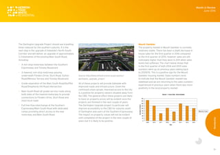 51
The Darlington Upgrade Project should see travelling
times reduced for the southern suburbs. It is the
next step in the upgrade of Adelaide’s North-South
Corridor and will deliver an upgrade of approximately
3.3 kilometres of the existing Main South Road,
including:
•	 A non-stop motorway between the Southern
Expressway and Tonsley Boulevard
•	 A lowered, non-stop motorway passing
underneath Flinders Drive, Sturt Road, Sutton
Road/Mimosa Terrace and Tonsley Boulevard
•	 Grade separation of the Main South Road/Ayliffes
Road/Shepherds Hill Road intersection
•	 Main South Road (at grade) service roads along
both sides of the lowered motorway to provide
connections to Flinders Drive, Sturt Road and
most local roads
•	 Full free flow interchange at the Southern
Expressway/Main South Road with dedicated
ramps providing direct access to the new
motorway and Main South Road
Source: http://www.infrastructure.sa.gov.au/nsc/
darlington_upgrade_project
All of these projects will provide Adelaide with
improved roads and infrastructure. Given the
continued urban sprawl, improved access to the city
is a positive for property owners situated away from
the CBD. The general effect these projects are likely
to have on property prices will be evident once the
projects are finished in the next couple of years.
The Darlington Upgrade project in particular will
improve accessibility to the CBD for suburbs south
of Darlington and users of the Southern Expressway.
The impact on property values will not be evident
until completion of the project in the next couple of
years but it is likely to be positive.
Mount Gambier
The property market in Mount Gambier is currently
relatively stable. There has been a slight decrease in
house sales for the first quarter in 2016 compared
to the first quarter of 2015, however sales are still
noticeably higher than they were in 2011 when sales
levels had softened. The chart below shows that
in the first quarter of both 2014 and 2015 sales
numbers were up on previous years dating back
to 2009/10. This is a positive sign for the Mount
Gambier housing market. Sales numbers tend
to indicate that the Mount Gambier market has
stabilised and we are returning to the sales numbers
experienced in previous years when there was more
positivity in the local property market.
Month in Review
June 2016
Residential
 