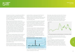 66
increased cost of water, in conjunction with difficult
seasonal conditions, suggest that the breakeven
price in Northern Victoria, in particular, is likely to
be higher in 2015/16 than what it was in the 2014/15
year ($4.99 per kgMS).
While noting the 2014/15 data is drawn from a
stronger milk price year (where cost structures may
have been intentionally higher to maximise on the
higher milk price), it is clear that even the upper end
of the revised FMP for the 2015/16 season is below
the cost of production for most dairy producers
(excluding Tasmania), based on the 2014/15 Dairy
Farm Monitor Report sample group. An allowance
for higher production costs in the 2015/16 season,
relative to the 2014/15 base year, indicates that
deficits will be larger than the figures provided
suggest.
A closing price ranging between $4.50 to $5.00 per
kgMS for the 16/17 season would result in further
deficits being accrued, assuming no significant
decreases in the cost of production. In Northern
Victoria and Southern NSW, the breakeven price may
come under further additional upward pressure as a
consequence of the soft outlook for water allocations
in the 2016/17 season.
Farmers will therefore need to make significant
business decisions as to which course of action to
take. Those who are willing to continue with adequate
equity are likely to need support from financiers
to plot a course through the coming period.
Whereas, those who are willing to continue but have
insufficient equity to fund the deficit, will need to
make alternative plans.
It is likely that those who are unable to find support
will precipitate additional supply in the property
market, in the absence of additional demand, land
prices are likely to slide down the demand curve
until equilibrium is reached with some potential for
distressed assets.
Historically, high prices for irrigation entitlements
across the irrigation districts may offset some of
the downward pressure for land values for those
with reasonable holdings of water. As a proxy
for the broader water market in the southern
connected basin, the following graphs of prices
for High Reliability Water Entitlements (Murray
Zone 7) demonstrates the relative strength in the
marketplace currently:
Conversely, sales activity across the north of Victoria
and the Riverina has been relatively strong over the
past 12 month period in the lead up to the milk price
cuts, notwithstanding strong market signals from
the global dairy markets (refer graph below), and an
Australian dollar which has been stubbornly high:
Source Global Dairy Trade Quarterly Report March 2016
- https://www.globaldairytrade.info/en/product-results/gdt-
events-reports/
This may have been a consequence of processor
guidance on FMP prices with an indicative final
FMP of $6.05 per kgMS from Murray Goulburn and
Fonterra in 2015/16; and despite Dairy Australia's
“Situation & Outlook” report in October 2015 which
reported that "in some peoples’ view, the announced
Month in Review
June 2016
Rural
Source Victorian Water Register - http://waterregister.vic.gov.
au/water-trading/water-share-trading
 