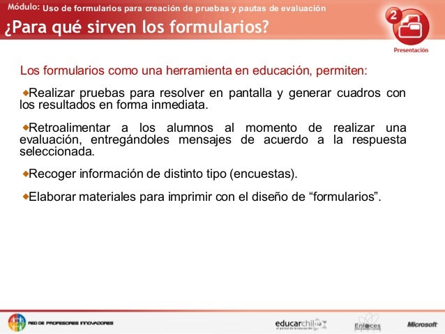 Uso de Formularios de Excel para la creación de pruebas y