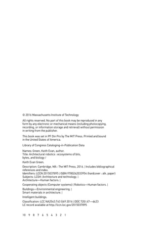 Architectural Robotics Ecosystems Of Bits Bytes And Biology Green | PDF