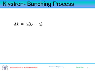131National Institute of Technology, Warangal 29-08-2017
Microwave Engineering
Klystron- Bunching Process
 