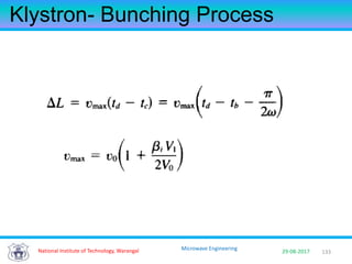 133National Institute of Technology, Warangal 29-08-2017
Microwave Engineering
Klystron- Bunching Process
 