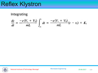 154National Institute of Technology, Warangal 29-08-2017
Microwave Engineering
Reflex Klystron
Integrating
 