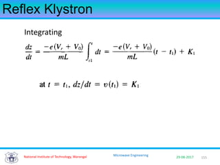 155National Institute of Technology, Warangal 29-08-2017
Microwave Engineering
Reflex Klystron
Integrating
 