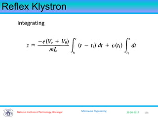 156National Institute of Technology, Warangal 29-08-2017
Microwave Engineering
Reflex Klystron
Integrating
 