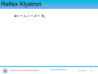 158National Institute of Technology, Warangal 29-08-2017
Microwave Engineering
Reflex Klystron
 