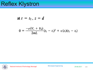 160National Institute of Technology, Warangal 29-08-2017
Microwave Engineering
Reflex Klystron
 
