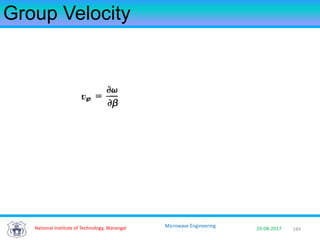 184National Institute of Technology, Warangal 29-08-2017
Microwave Engineering
Group Velocity
 