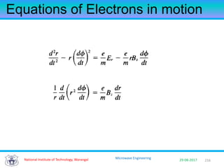 216National Institute of Technology, Warangal 29-08-2017
Microwave Engineering
Equations of Electrons in motion
 