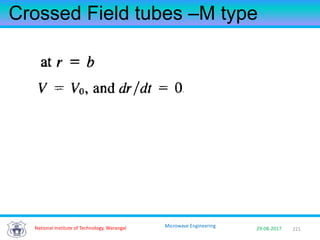 221National Institute of Technology, Warangal 29-08-2017
Microwave Engineering
Crossed Field tubes –M type
 