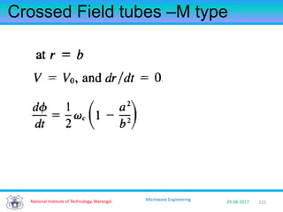 222National Institute of Technology, Warangal 29-08-2017
Microwave Engineering
Crossed Field tubes –M type
 