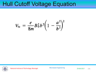 226National Institute of Technology, Warangal 29-08-2017
Microwave Engineering
Hull Cutoff Voltage Equation
 