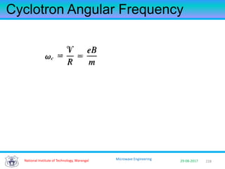 228National Institute of Technology, Warangal 29-08-2017
Microwave Engineering
Cyclotron Angular Frequency
 