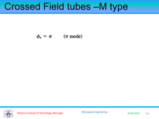 231National Institute of Technology, Warangal 29-08-2017
Microwave Engineering
Crossed Field tubes –M type
 