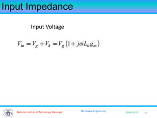 63National Institute of Technology, Warangal 29-08-2017
Microwave Engineering
Input Impedance
Input Voltage
 