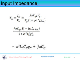 66National Institute of Technology, Warangal 29-08-2017
Microwave Engineering
Input Impedance
 