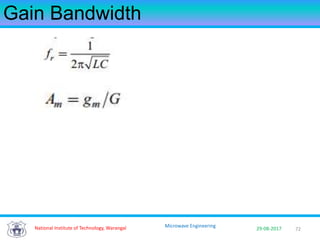72National Institute of Technology, Warangal 29-08-2017
Microwave Engineering
Gain Bandwidth
 