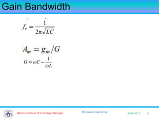 73National Institute of Technology, Warangal 29-08-2017
Microwave Engineering
Gain Bandwidth
 