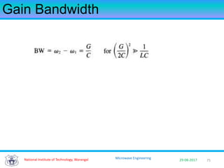 75National Institute of Technology, Warangal 29-08-2017
Microwave Engineering
Gain Bandwidth
 