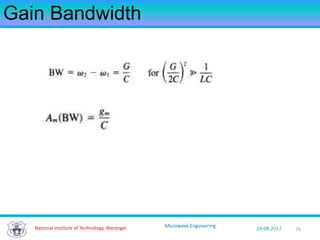 76National Institute of Technology, Warangal 29-08-2017
Microwave Engineering
Gain Bandwidth
 