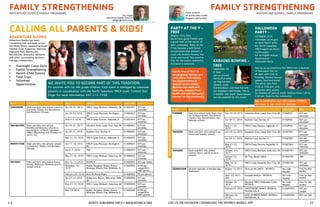 3 4 								 North Suburban YMCA I www.nsymca.org LIKE US ON FACEBOOK | DOWNLOAD THE NSYMCA MOBILE APP			 		 35	
halloween
party -
October 25th
Halloween spirit gets
an early boost when
the North Suburban
YMCA opens its doors
to the public
for its Eighth Annual
Spooktacular
Halloween Party.
Join us as we transform the YMCA into a festival
of Halloween fun for
all ages with trick or
treating, bounce houses,
games, food and more!
The party runs from
2:00 to 5:00 pm, with
exclusive early access
for families of special needs children from 1:30 to
2:00 pm. Open to the community.
FAMILY STRENGTHENINGADVENTURE GUIDES, FAMILY PROGRAMS
CALLING ALL PARENTS & KIDS!
ADVENTURE GUIDES		
Adventure Guides has been
connecting kids and dads across
the North Shore, supporting Guide
families from, Evanston, Glenview,
Highland Park, Kenilworth,
Northbrook, Winnetka, Wilmette
and other surrounding northern
Chicago communities.
•	 Overnight Camp Outs
•	 Family Strengthening
•	 Parent-Child Dances
•	 Field Trips
•	 Volunteer 					
Opportunities
Event Description Date Location Class Code Rate
LAKESHORE Dads and Boys who attend school in
Evanston, Skokie, the Northshore,
and Northern Chicago.
Oct 24-25, 2015 YMCA Camp Minikani, Huburtus, WI 01AGLA01 $75 per
attendee
Jan 23-24, 2016 YMCA Camp MacLean, Burlington,
WI
01AGLA02 $75 per
attendee
June 4-5, 2016 YMCA Camp Duncan, Ingleside, IL 01AGLA04 $75 per
attendee
NAVIGATORS Dads and Girls who attend
Northbrook/Glenview schools or
are members of North Suburban
YMCA. (Mentoring with Pioneers in
2015-16.)
Oct 24-25, 2015 Salvation Army Camp, East Troy, WI 01AGNA01 $75 per
attendee
Jan 30-31, 2016 Keylime Cove, Gurnee, IL 01AGNA02 $35 per
attendee*
May 21-22, 2016 YMCA Camp Duncan, Ingleside, IL 01AGNA03 $75 per
attendee
NORTH STAR Dads and Girls who attend schools
in Evanston, Skokie, and Northern
Chicago.
Oct 17-18, 2015 YMCA Camp MacLean, Burlington,
WI
01AGNS01 $75 per
attendee
Feb 6-7, 2016 TBD 01AGNS02 $75 per
attendee
May 21-22, 2016 YMCA Camp Minikani, Huburtus, WI 01AGNS03 $75 per
attendee
ODYSSEY Dads and Girls who attend Avoca,
Harper, McKenzie, Romona, and St.
Joseph school.
Oct 10 -11, 2015 NSYMCA 01AGOD01 $75 per family
November 19,
2015
Daddy-Daughter Dinner Dance;
Michigan Shores Club, Wilmette, IL
01AGOD02 $100 per
couple/$35
add'l guests
February 20, 2016 Dive-IN Movie Night 01AGOD03 $5 per person
Jan 23-24, 2016 Wilderness Resort, Wisconsin Dells,
WI
01AGOD04 $75 per
attendee
May 21-22, 2016 YMCA Camp Minikani, Huburtus, WI 01AGOD05 $75 per
attendee
May 19, 2016 Daddy-Daughter Dinner Dance;
Michigan Shores Club, Wilmette, IL
01AG0D06 $100 per
couple/$35
add’l guests
FAMILY STRENGTHENING
Event Description Date Location Class Code Rate
PIONEER Girls who attend Faith Hope Char-
ity, Hubbard Woods, Northshore
Country Day, Sacred Heart, and
Glencoe schools.
Oct 24-25, 2015 Salvation Army Camp, East Troy, WI 01AGPI01 $75 per
attendee
Jan 30-31, 2016 Keylime Cove, Gurnee, IL 01AGPI02 $35 per
attendee*
May 21-22,
2016
YMCA Camp Duncan, Ingleside, IL 01AGPI03 $75 per
attendee
TREKKER Dads and Girls who attend Crow
Island and Greeley schools.
Oct 24-25, 2015 Salvation Army Camp, East Troy, WI 01AGTR01 $75 per
attendee
Jan 30-31, 2016 Keylime Cove, Gurnee, IL 01AGTR02 $35 per
attendee*
May 21-22,
2016
YMCA Camp Duncan, Ingleside, IL 01AGTR03 $75 per
attendee
VOYAGER Dads and Girls who attend
Central, Sears, and St. Francis
schools.
October 3-4,
2015
YMCA Camp Minikani, Huburtus, WI 01AGVY01 $75 per
attendee
January 31,
2016
Ski Trip, Alpine Valley 01AGVY02 TBA
May 14-15,
2016
YMCA Camp Edwards, East Troy, WI 01AGVY03 $75 per
attendee
FEDERATION All dads and kids of the Big Oak
Federation.
August 13, 2015 Party at the YMCA - NSYMCA No Code
Needed
Free for Adv
Guides
Sept. 25, 2015
6pm
Karaoke Bonfire - NSYMCA No Code
Needed
Free for Adv
Guides
October 25,
2016
Haunted YMCA Halloween Event,
NSYMCA
No Code
Needed
Free for Adv
Guides
February 6, 2016 SWEETHEART DANCE, NSYMCA,
Northbrook, IL
01AGFED02 $35 per
Couple
February 20,
2016
DIVE-IN MOVIE NIGHT, NSYMCA,
Northbrook, IL
01AGFED03 $25 per Dad
Don Enger
Adventure Guides Director
denger@nsymca.org
We invite you to become part of this tradition.
For parents with1st-4th grade children. Each event is managed by volunteer
parents in coordination with the North Suburban YMCA team. Contact Don
Enger for more information. 847-272-7250.
party at the y -
FREE				
August 13th; 6pm		
Good food, good friends and
a great time at the center of
your community. Party at the
Y has become a well-loved
annual event that includes a
cook-out, bounce houses, live
music and more! This event is
free for the entire community. 	
Everyone is welcome!
karAoke bonfirE -
FREE
September 25
6-8pm
Join us around
the bonfire while
we sing karaoke
classics, roast
marshmallows, and have fun with
our neighbors and friends. This is
a member only event. Guest passes
are not available for this event.
AdventureGuidesContinued
Frank Lendardi
VP of Education, Family 	
Programs and Facilities
SEE A COMPLETE LIST OF FAMILY EVENTS
ON PAGE 5, OR VISIT US ONLINE.
Family time at the Y is
about giving families as a
unit, and as individuals,
the opportunities to
deepen relationships,
develop new skills and
interests, improve their
health and well-being and
connect to the community.
Besuretojoinus
forPartyattheY!
ADVENTURE GUIDES, FAMILY PROGRAMS
 