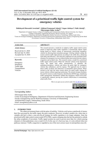 Development of a prioritized traffic light control system for emergency ...