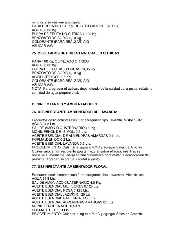 formulas para la elaboracion de
