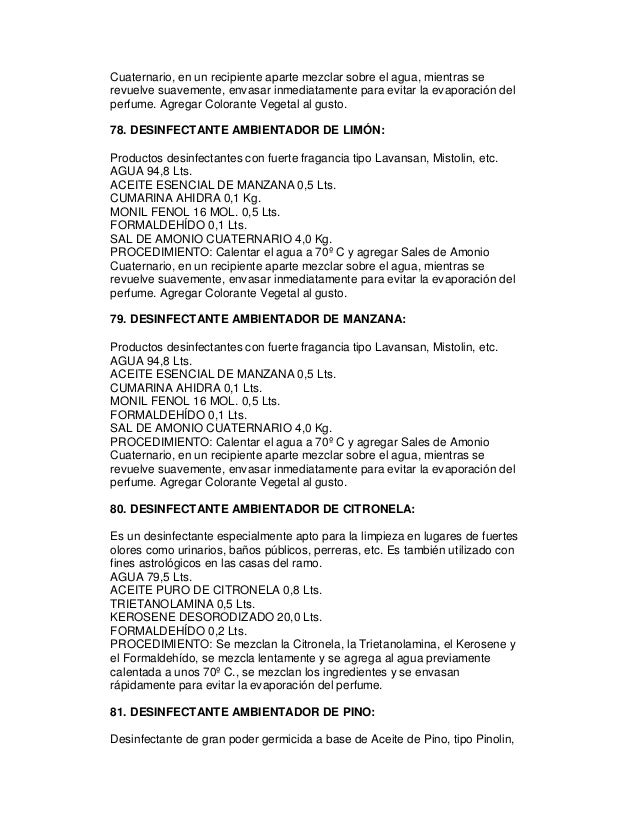 formulas para la elaboracion de