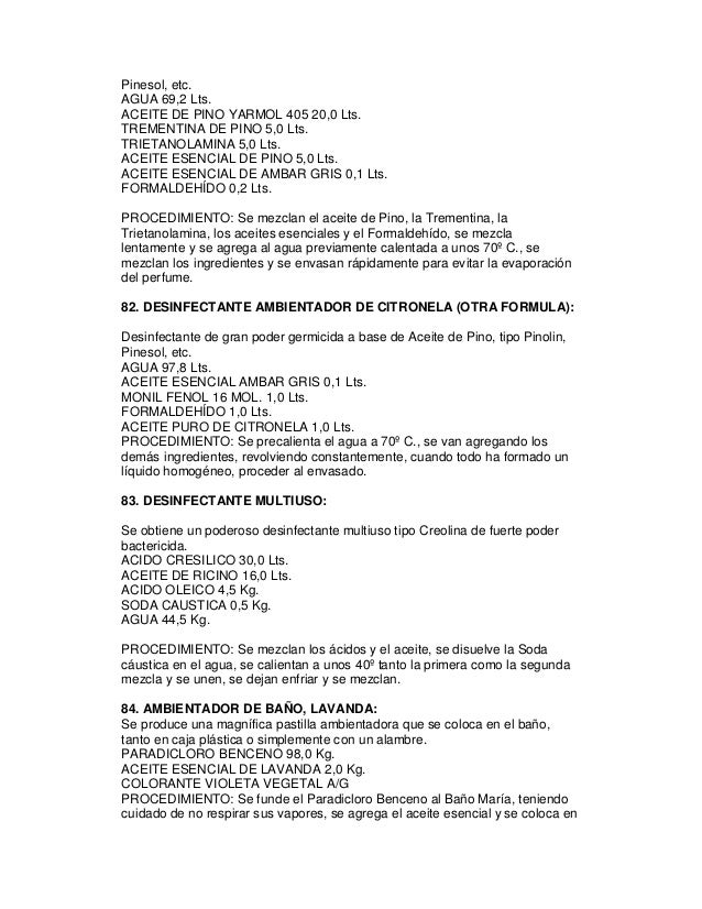 formulas para la elaboracion de
